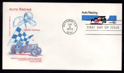 Auto Racing 15c Postal Envelope First Day Cover (FDC)  Scott #U587 - Image 1 of 2
