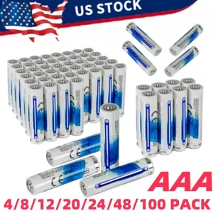 4/8/12/20/24/48/100 Pack AAA Batteries 900amh 1.5V Alkaline Battery Wholesale US - Picture 1 of 27