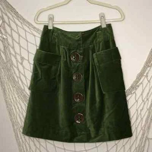 Anthropologie ELEVENSES Green Velvet Skirt 0 - Picture 1 of 10