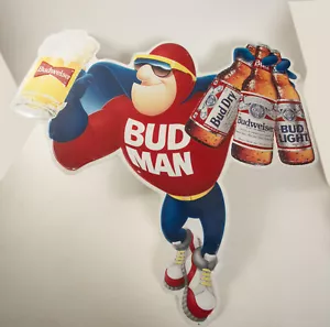 1991 Budweiser Bud Man Super Hero Sign (N1L) Bud Dry Light (JSF6) Aluminium Stout - Bild 1 von 11