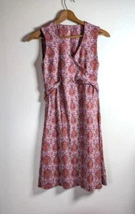 Prana Dress Size Large Paisley Knee Length Summer Boho Babydoll Stretch Hippie - Picture 1 of 9