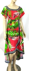 Abito boho tropicale geloso smocked hi basso pomodoro L - Foto 1 di 7