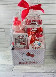 Hello Kitty Gift Set Tin Valentines Basket In Pink - Picture 1 of 4