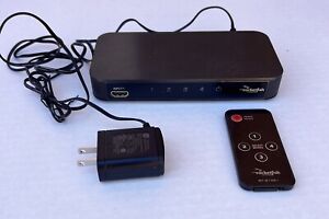 Rocketfish 4-port HDMI Switch 4k Ultra HD HDR Cord RFG1501 With Remote Untested