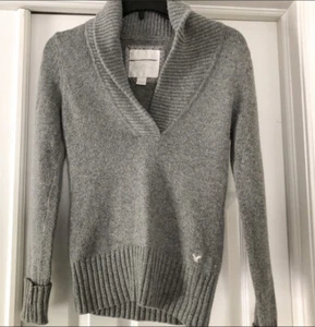 American Eagle Outfitters Gray Shawl Neck Knit Sweater sz S - Picture 1 of 6