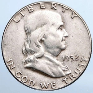 1952 P US Benjamin Franklin VINTAGE Silver Half Dollar Coin LIBERTY BELL i115261 - Picture 1 of 2