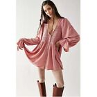 Free People Don't Call Me Baby Thermal Tunic Dress Buttondown Oversized S 261999