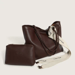 New Tote Bag Shoulder Shopping Bag Gift Faux Leather with a Toiletry Bag - Picture 1 of 3