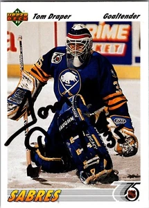 Tarjeta autografiada de Tom Draper 1991-92 Upper Deck - Buffalo Sabres - TTM - Imagen 1 de 2