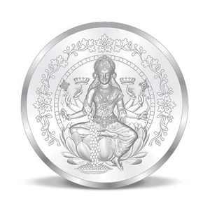 Goddess Laxmi Coin Pure Silver 999 / Round Shape Laxmi ji Silver Coin 999 Purity - Picture 1 of 2