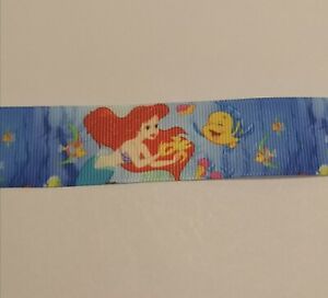 Grosgrain Ribbon Disney Little Mermaid Ariel 25mm width 1 metre lengths sold