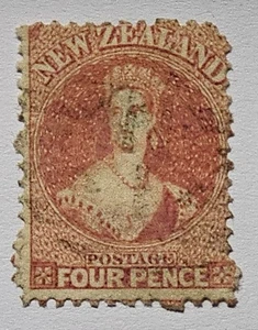 NEW ZEALAND CLASSICS SCARCE 1864 4d Deep Rose Star Wmk p12.5. €400. SG119 - Picture 1 of 3