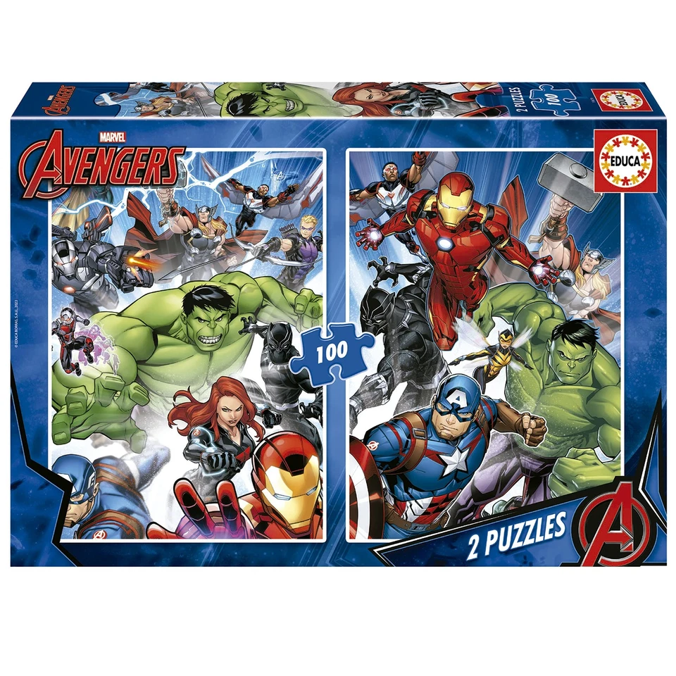 Educa - Puzzle di cartone con 100 pezzi per bambini | Avengers. Misura: 40 b0wx - Immagine 1 di 4