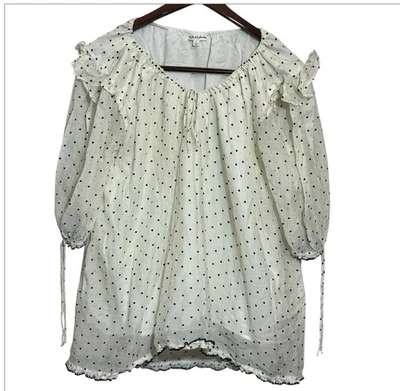 For Love and Lemons Eden Mini Dress Tunic Ruffles Heart Print Size Medium - Image 1 of 4