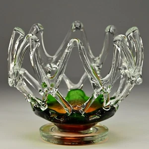 MURANO Original Vintage Mid Century Modern Open Lattice Vase Crystal Glass Bowl - Picture 1 of 14