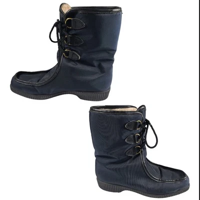 Botas Dunhams Eskipades Azul Con Cordones Forradas Sherpa De Colección Hechas en Canadá 8 Foto 1 de 4