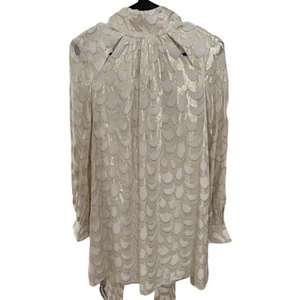 MILLY SILK GOLD LUREX Long Sleeve DRESS SIZE 8 - Picture 1 of 7