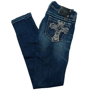 Miss Me Women's Signature Skinny Cross Embellished Cross W Beads  Jeans Size 27 - Picture 1 of 11