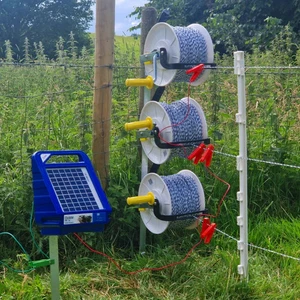 Elektrisch Zaun Set Solar Energiser 3 Rolle Zaun System 500m 40x Plastik Posten - Bild 1 von 6