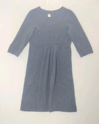 J. Vestido Crew Mezcla Lana Cachemira Talla Pequeña Gris Plisado Manga 1/2 Primavera Foto 1 de 4