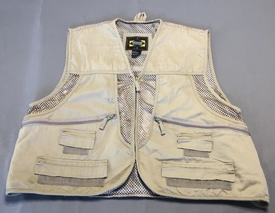 Master Sportsman Fishing Vest Rugged Outdoor Fly Gear Beige Pockets Mens XL - Image 1 of 4