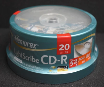 Memorex CD-R 04732 700 MB 52x LightScribe Recordable Cake Box 20 PK 20 NEW - Image 1 of 4