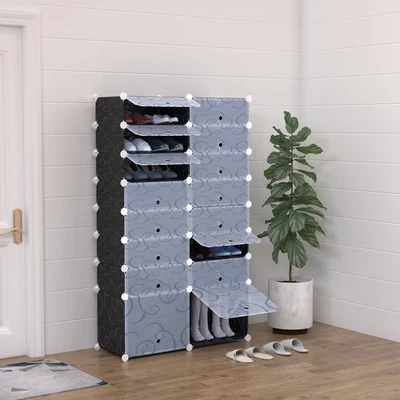 Large 16-Cube DIY Shoes Rack Portable Interlocking Plastic Cabinet Bedroom - Image 1 of 4