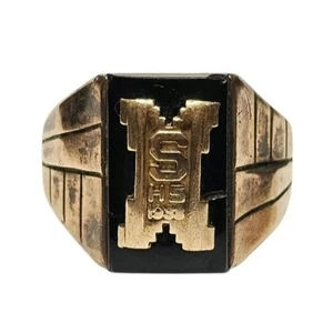 Antique 1938 Josten 10K Gold Top Sterling High School Ring - Picture 1 of 7