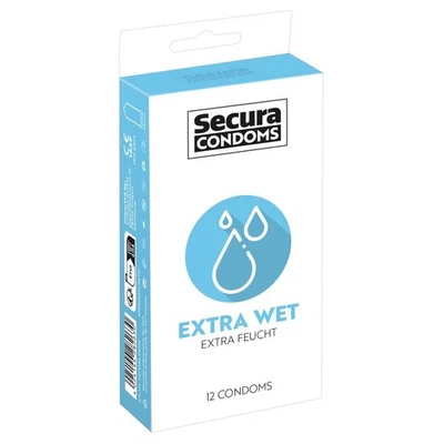 Condones lubricados a base de silicona Secura extra húmedos 52 mm x12 Foto 1 de 2