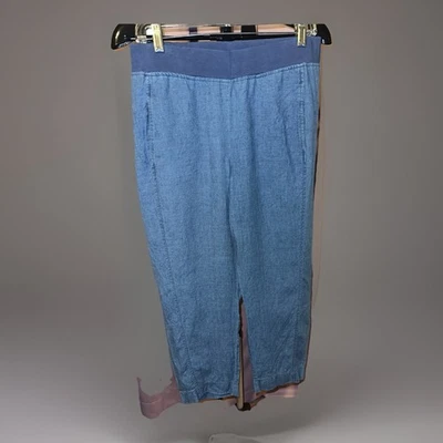 Брюки без застежек J Jill Pure Jill цвета индиго укороченные льняные размер маленький - Изображение 1 из 4