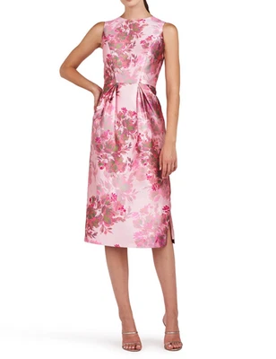 Vestido Vaina KAY UNGER Adriana Mujer Floral Sin Mangas Midi Vivid Berry Talla 4 Foto 1 de 4