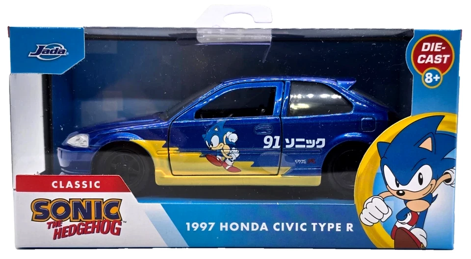 1997 Honda Civic Type R Blue Sonic The Hedgehog 1/32 Diecast By Jada 35482