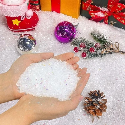 Copos de nieve artificiales de Navidad con brillo brillante para decoración de fiestas de invierno Foto 1 de 4