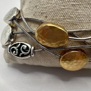 Brighton mediterranes Armband mehrstrangig Silber & vergoldet gehämmert Scheibe - Bild 1 von 7