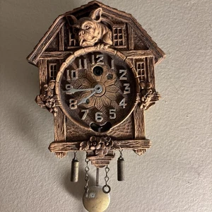 LUX Keebler Bulldog Frenchie Terrier Pendulum Wall Clock Vintage Works Missing - Picture 1 of 12