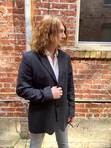 Nadelstreifen Blazer dunkelblau Herren Größe L - Bild 1 von 4