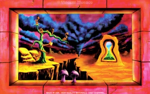 Vintage Blacklight UV Poster Trippy Psychedelic Surreal Art Cool Hippie Decor - Picture 1 of 4