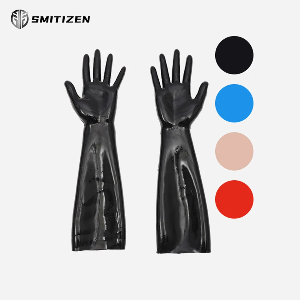 Smitizen Schwarz Glänzend Silikon Handschuhe Latex-ähnliche Kostüme Zubehör - Bild 1 von 4