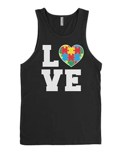 Autism Awareness LOVE Men's Tank Top Puzzle Heart - Picture 1 of 8