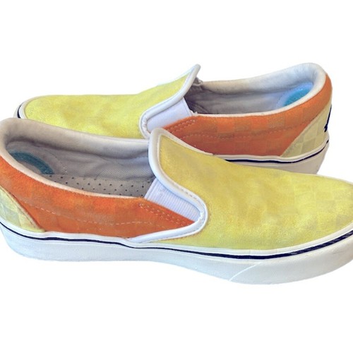 Vans Sneakers Penn Slip On Scacchiera Giallo Neon Arancione 5.5 Retro Tennis