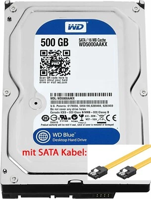 WD Blue interne PC Festplatte 500GB HDD 3,5 Zoll 8,9 cm SATA WD5000  7200rpm TOP - Bild 1 von 3