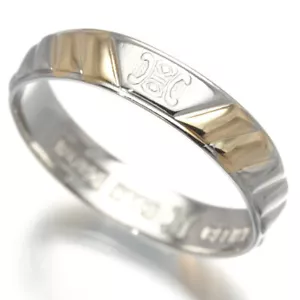 Auth CELINE Ring Macadam Bicolor US6-6.25 18K 750 Yellow Gold/850 Platinum - Picture 1 of 4