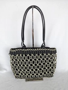 Bolso de mano tejido de paja negro bronceado - Imagen 1 de 9