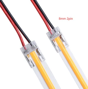 2Pin 8mm Beetle Clip Strip to Power for COB LED Strip IP20 TransparentUnsoldered - Picture 1 of 3