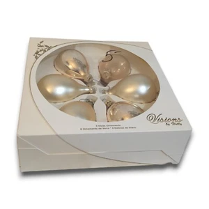 Visions by Holly Glass Ornaments 6 oblunghi/a goccia in scatola originale 3"" X 2"" bianco - Foto 1 di 2