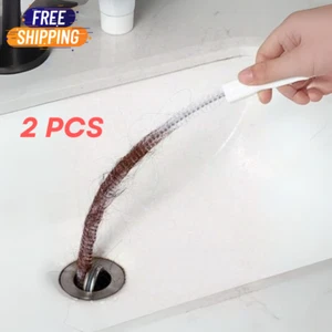 2pcs Drain Clog Remover 45cm Sink Sewer Pipe Dredging Brush Hair Cleaning Tool - Picture 1 of 9