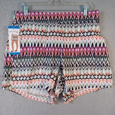 全新带标签 Wildfox 女式多色短裤,尺寸 L,彩色几何口袋 — 第 1/4 张图片