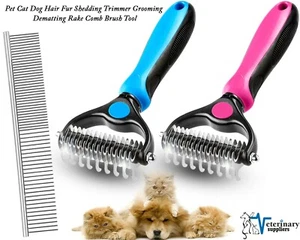 Professional Pet Dog Cat Comb Brush Dematting Undercoat Grooming Comb Rake Tool - Picture 1 of 32