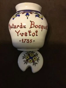 Vintage MOUTARDE BOCQUET YVETOT 1735 MILCHGLAS Senfglas mit Deckel. OPALEX FRANKREICH - Bild 1 von 4