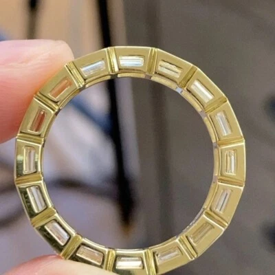 Full Eternity Band Ring Design Emerald Cut Engagement Band Ring Yellow Gold Ring - Image 1 of 2